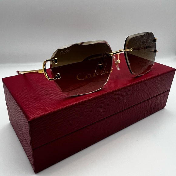 Cartier Gold and Brown Sunglasses